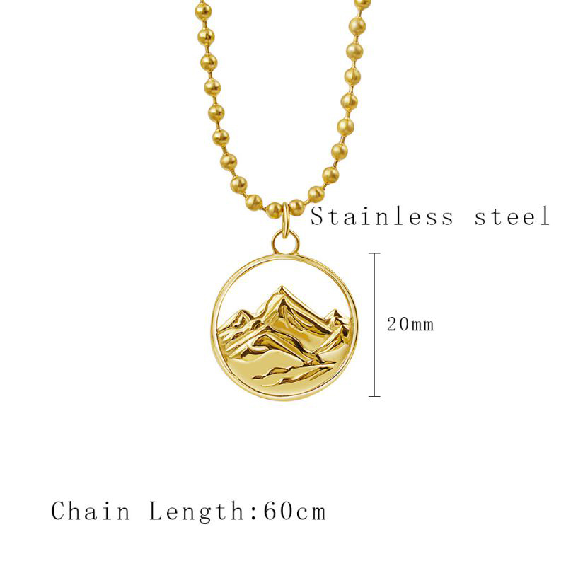 Fashion Gold Necklace Titanium Steel Hollow Snow Mountain Necklace