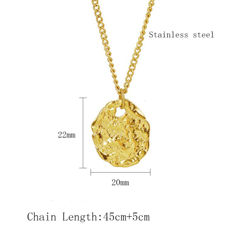 Fashion Gold Irregular Lava Titanium Steel Necklace