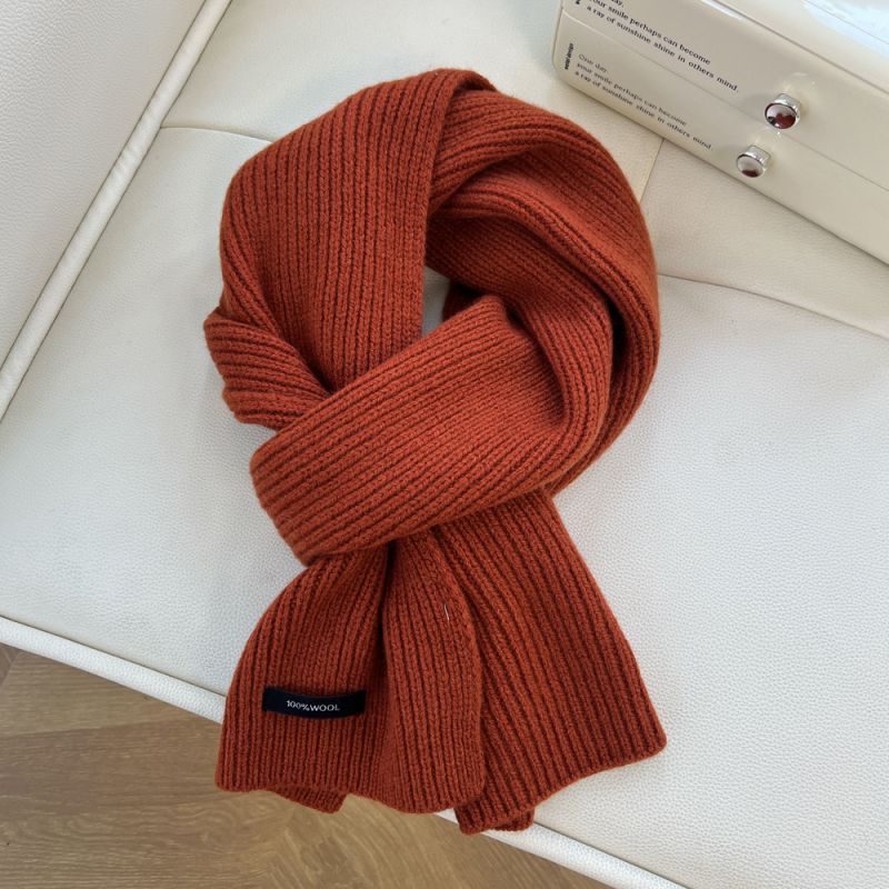 Fashion 11 Solid Color Orange Polyester Knitted Patch Scarf