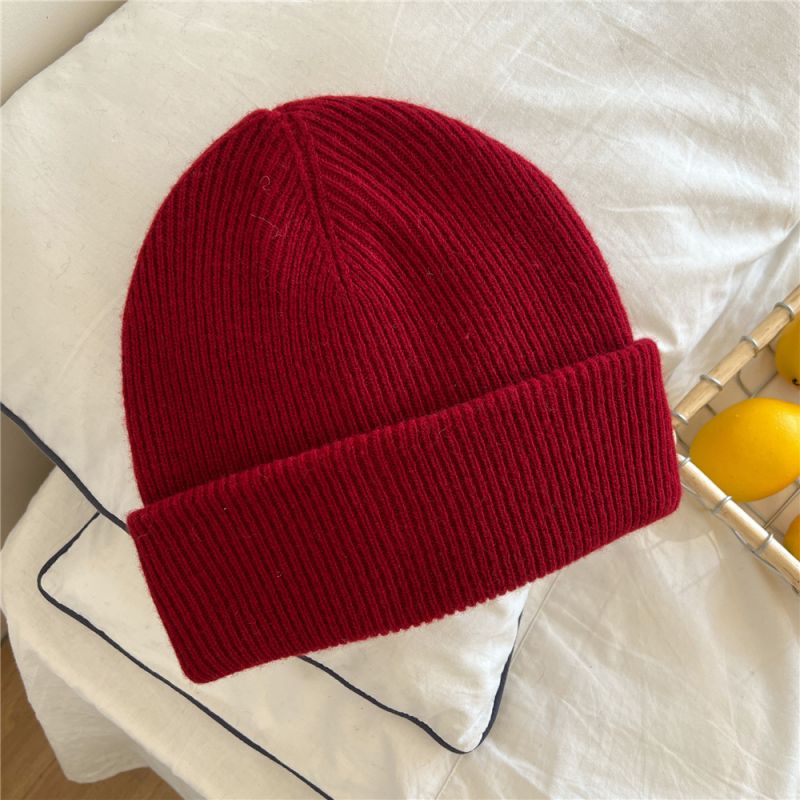 Fashion 5 Light Plate Wool Hat Red Wool Knitted Beanie