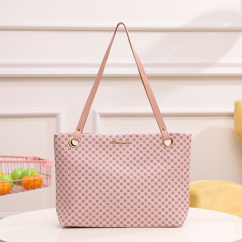 Fashion Pink Pu Printed Large Capacity Shoulder Bag