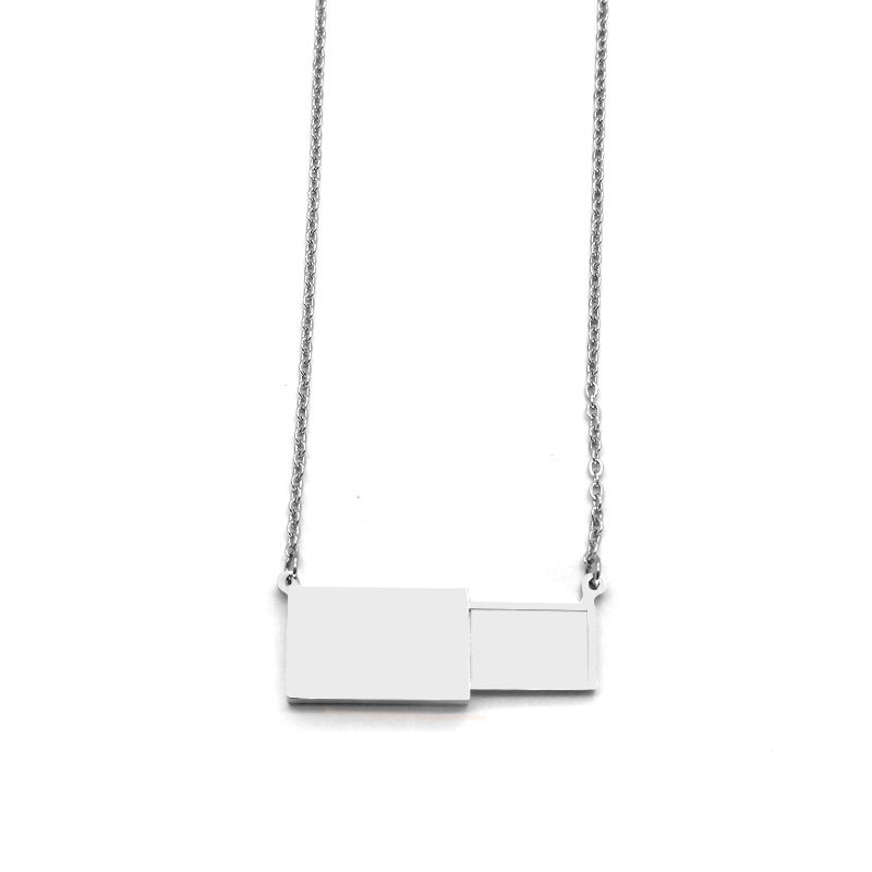 Fashion Steel Color Titanium Steel Pull-out Envelope Necklace