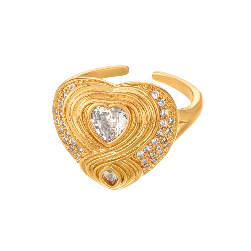 Fashion White Copper Set Zircon Love Ring