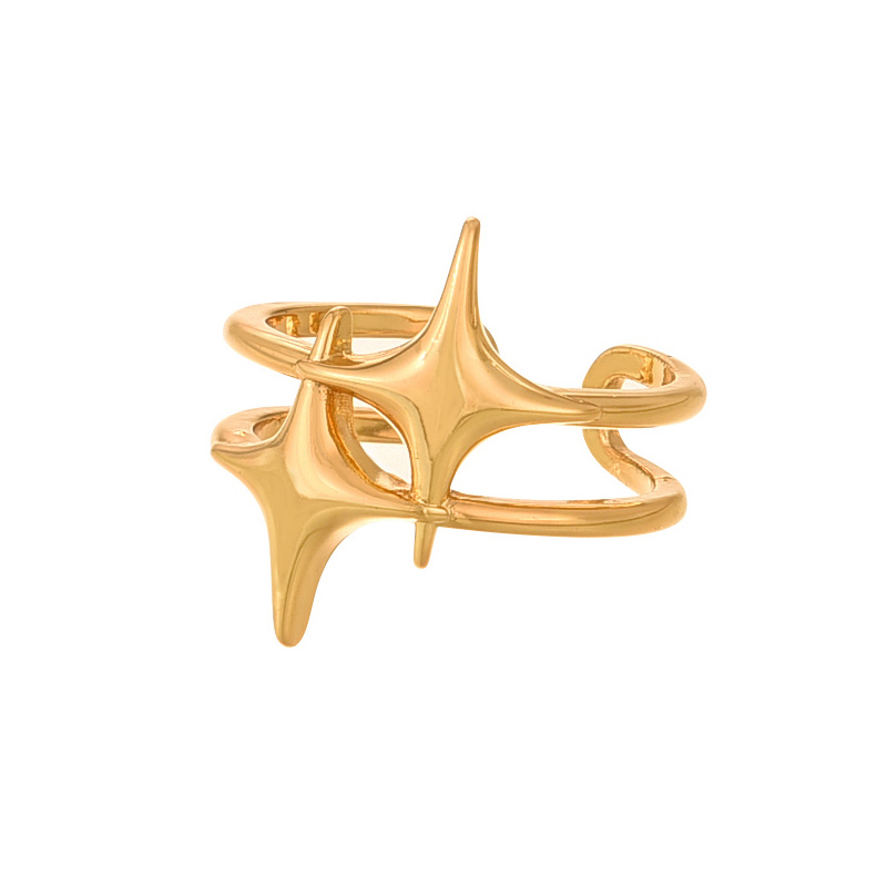 Fashion Gold Copper Starburst Adjustable Ring