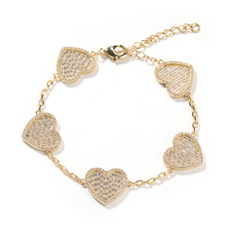 Fashion Gold Copper Diamond Love Bracelet
