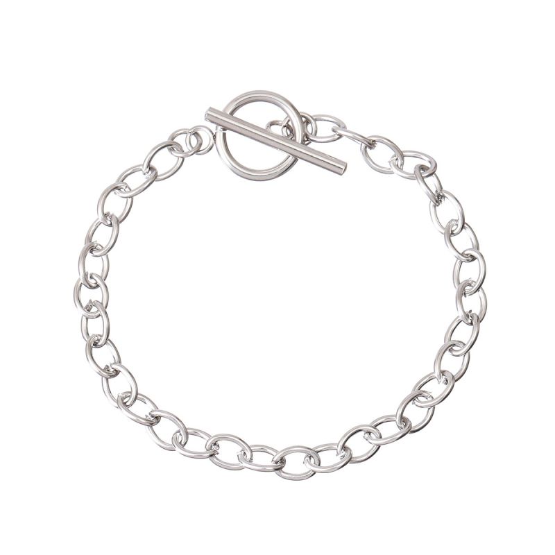 Fashion Silver O-shaped Chain Ot Buckle Bracelet Stainless Steel Geometric Chain Mens Bracelet
