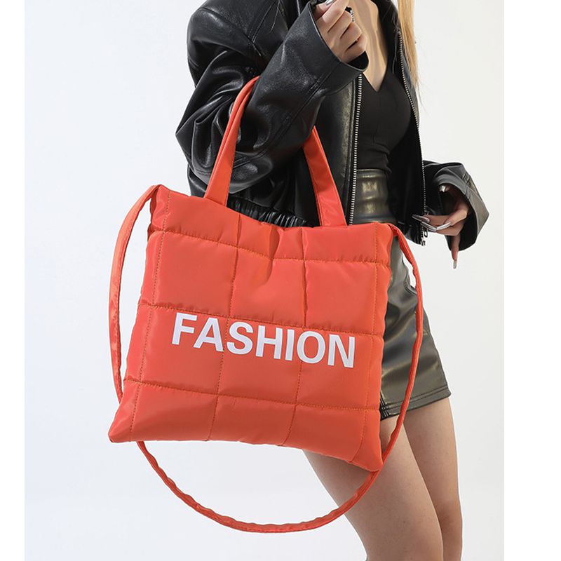 Fashion Orange Cotton Letter Large Capacity Shoulder Bag