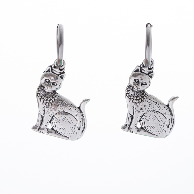 Fashion Silver Alloy Cat Earrings