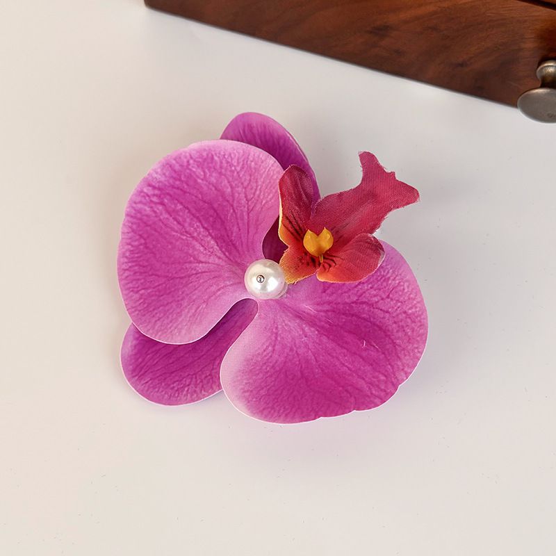 Fashion Purple Flower Duckbill Clip Silicone Artificial Orchid Hair Clip