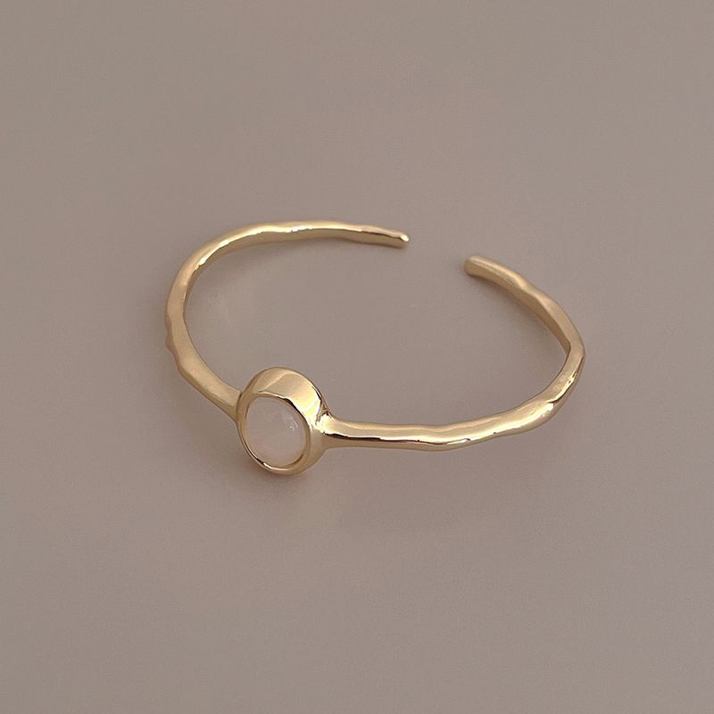 Fashion Gold Copper Inlaid Natural Stone Irregular Opening Bracelet