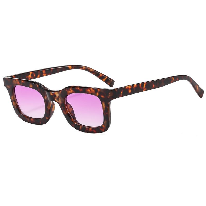 Fashion Tortoiseshell Frame With Double Purple Panels Ac Square Frame Sunglasses