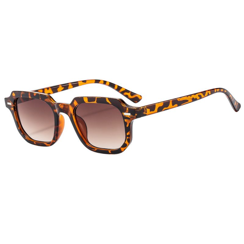 Fashion Tortoiseshell Framed Double Tea Tablets Square Frame Rice Stud Sunglasses