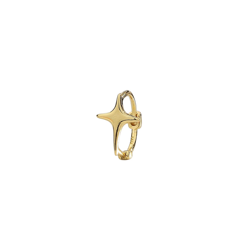 Fashion A Gold Four-pointed Star Earring Copper Glossy Four-pointed Star Earrings (single)