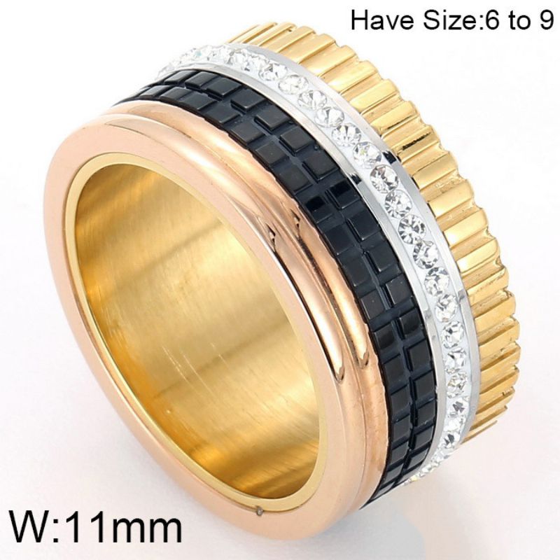 Fashion 2# Titanium Steel Diamond Men's Ring