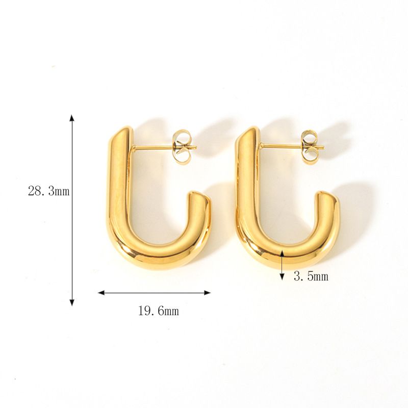 Fashion 9# Stainless Steel Gold Plated Geometric Stud Earrings