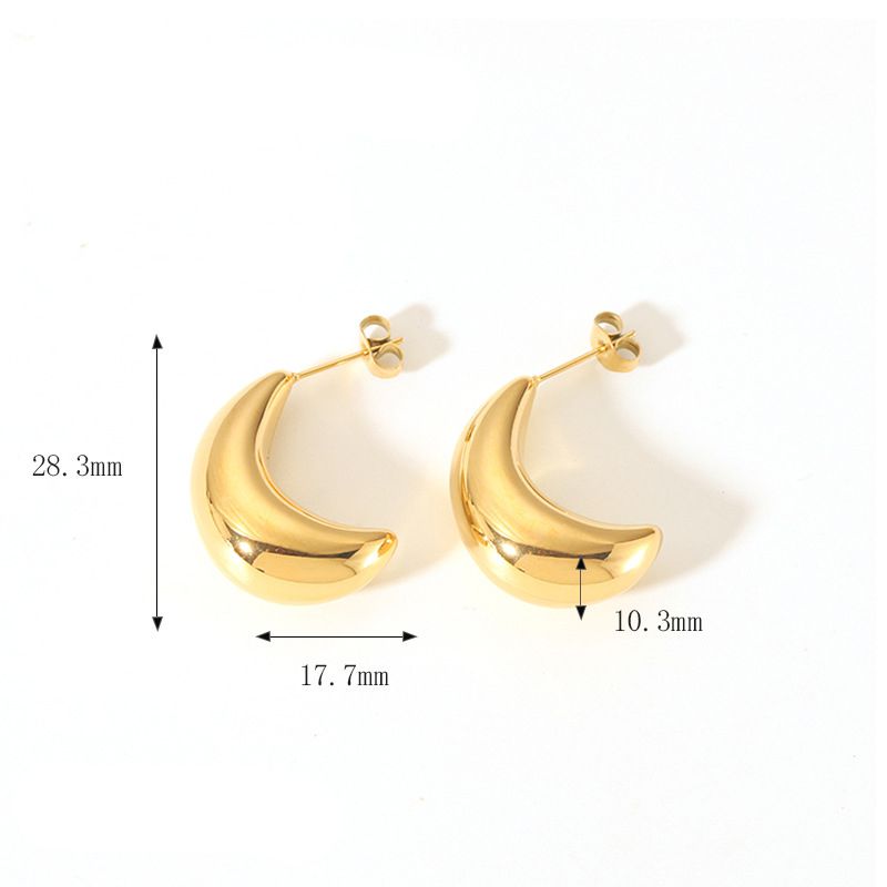 Fashion 10# Stainless Steel Gold Plated Geometric Stud Earrings