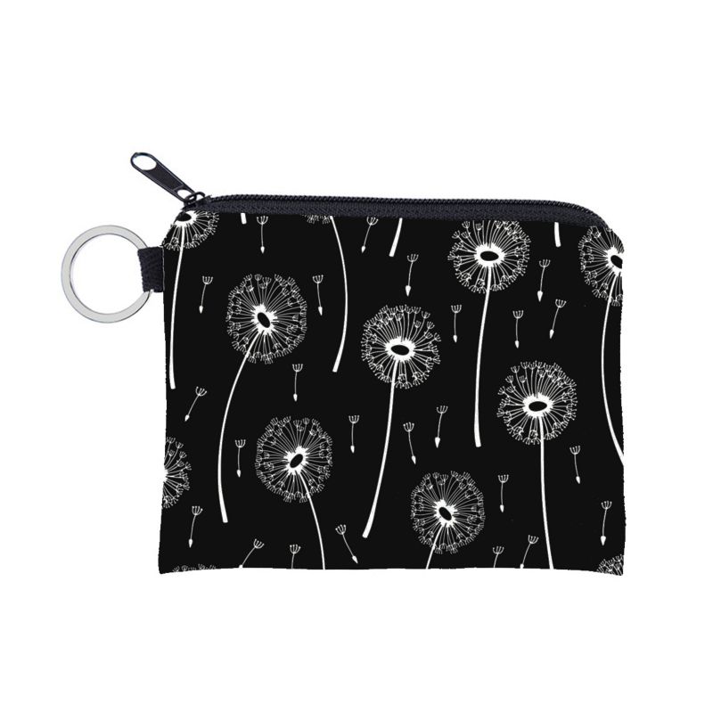 Fashion Black Polyester Printed Large Capacity Coin Purse
