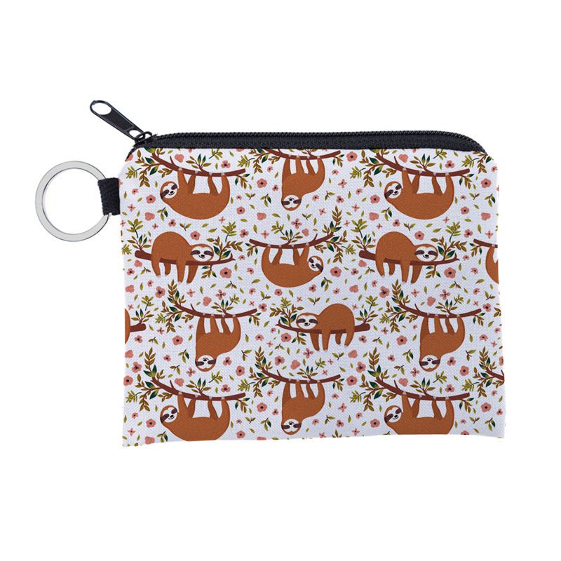 Fashion Sloth Polyester Printed Large Capacity Coin Purse