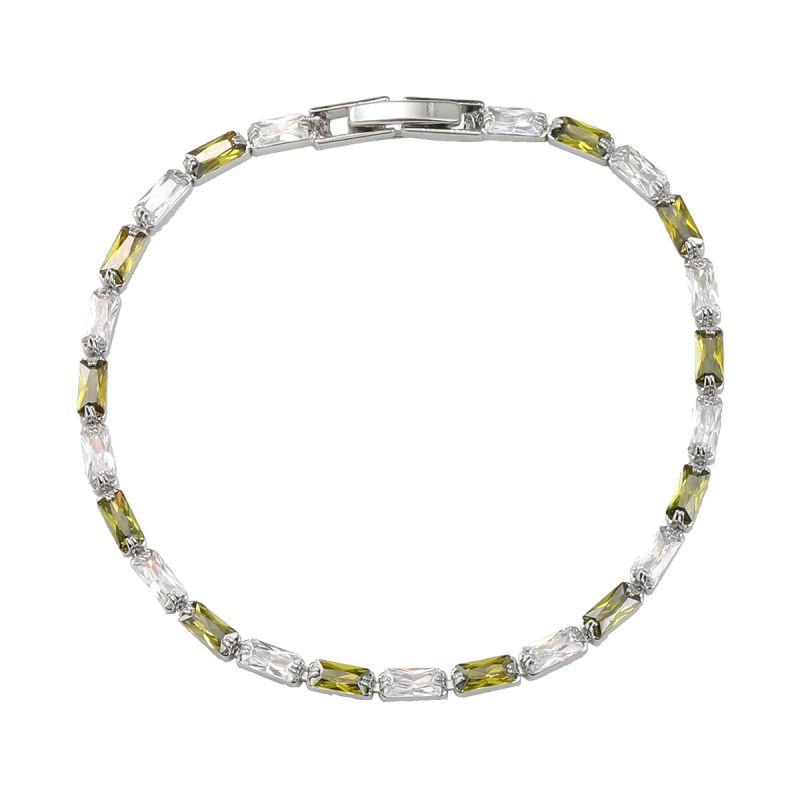 Fashion Yellow And White Copper Inlaid Zirconium Tennis Chain Bracelet