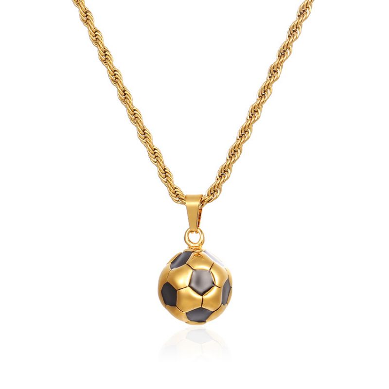 Fashion Gold Stainless Steel Football Necklace