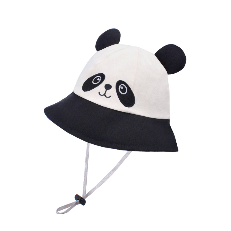 Fashion Black Panda Cotton Cartoon Big Brim Sun Hat