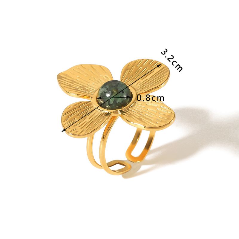 Fashion 4# Stainless Steel Flower Open Ring