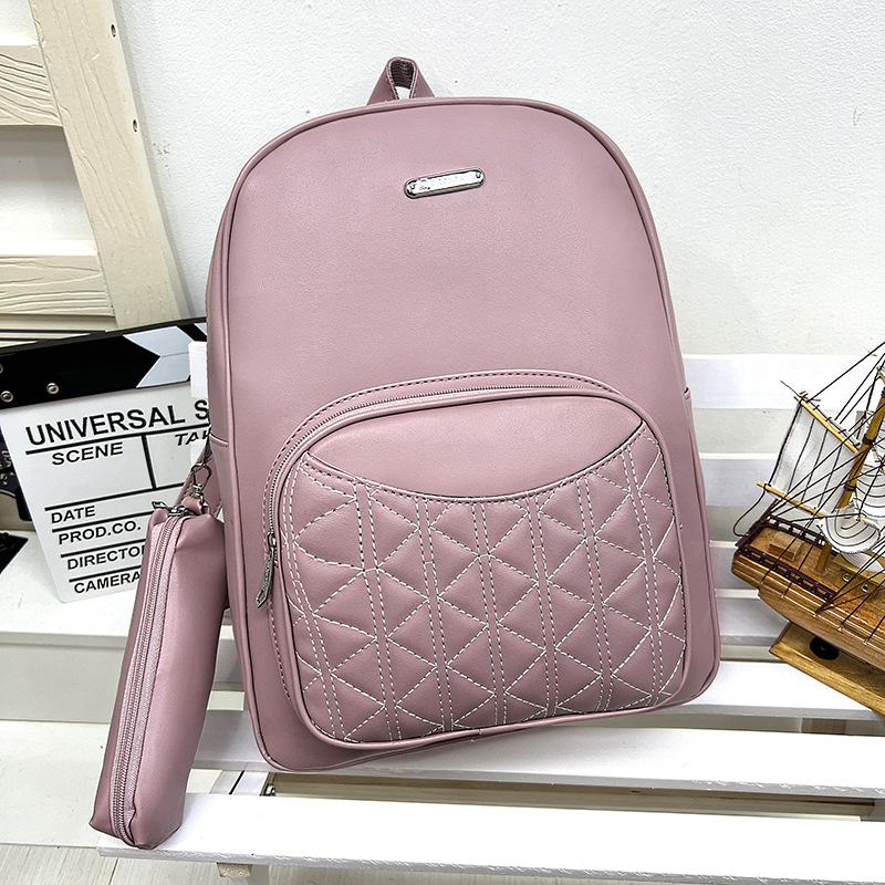 Fashion Pink Pu Large Capacity Backpack