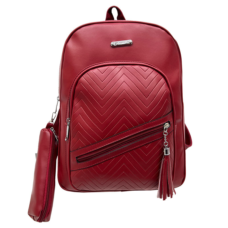 Fashion Red Pu Large Capacity Backpack