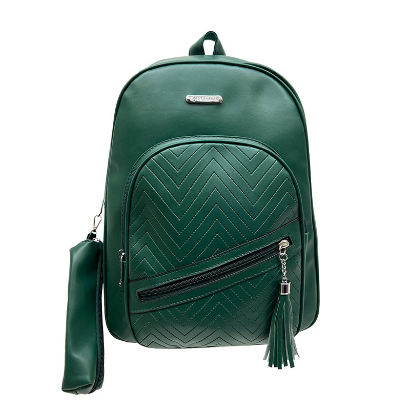 Fashion Green Pu Large Capacity Backpack