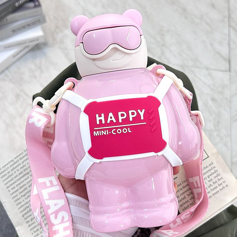 Fashion Pink Stainless Steel Cartoon Large Capacity Thermos Cup
