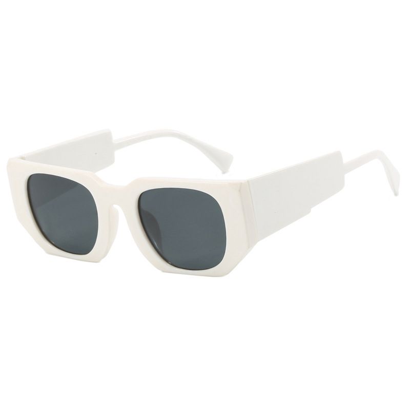 Fashion Solid White Gray Flakes Ac Square Wide Leg Sunglasses
