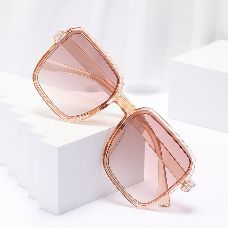 Fashion Translucent Tea Frame Large Square Frame Sunglasses