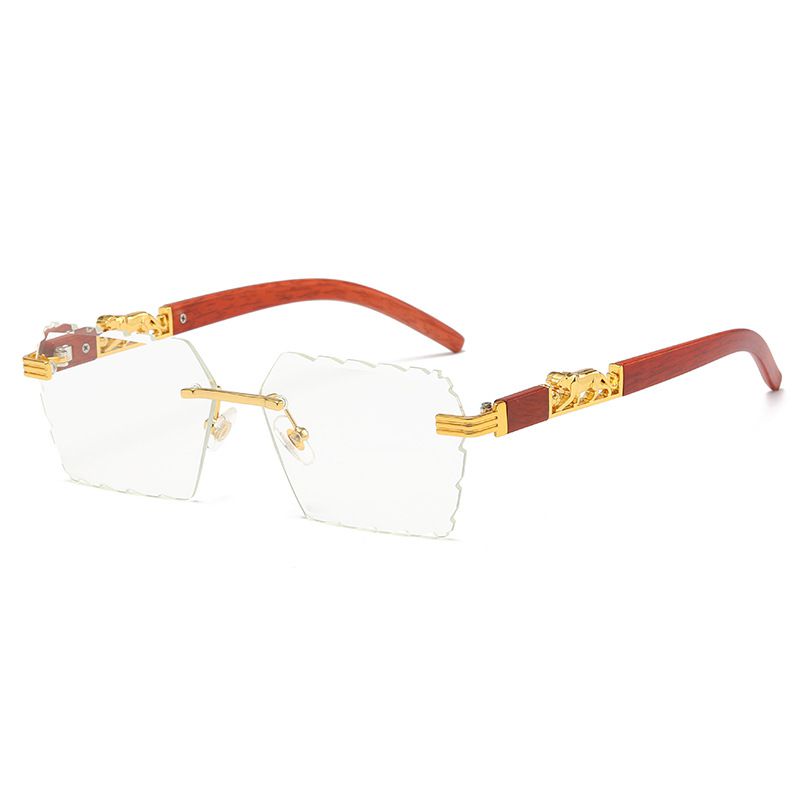Fashion White Screen Cut Edge Rimless Sunglasses