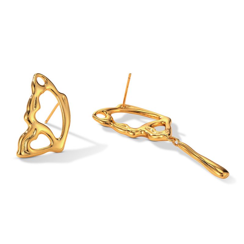 Fashion Gold Color Gold-plated Copper Irregular Stud Earrings