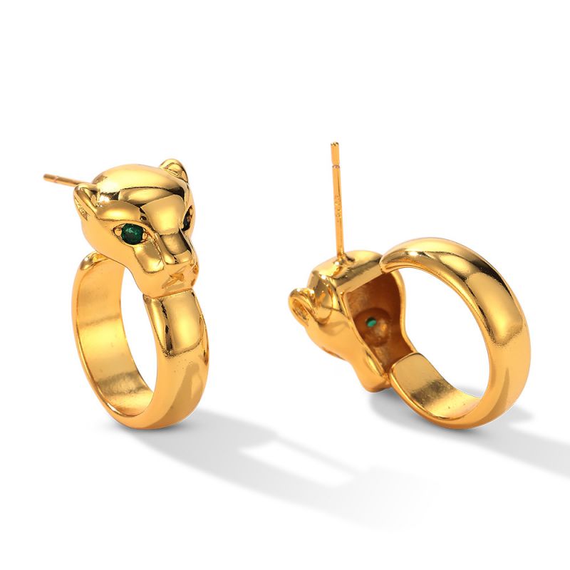 Fashion Gold Color Copper Geometric Leopard Earrings