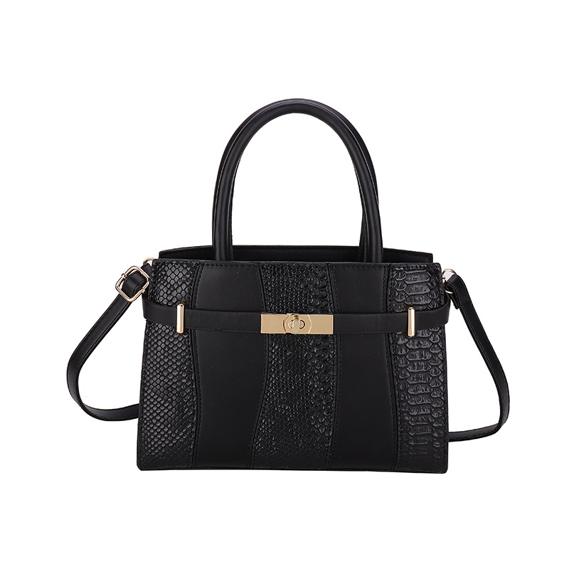 Fashion Black Pu Large Capacity Crossbody Bag