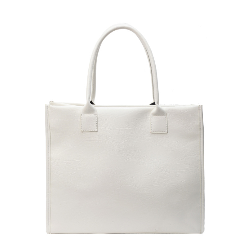 Fashion Off White Soft Leather Large Capacity Shoulder Bag
