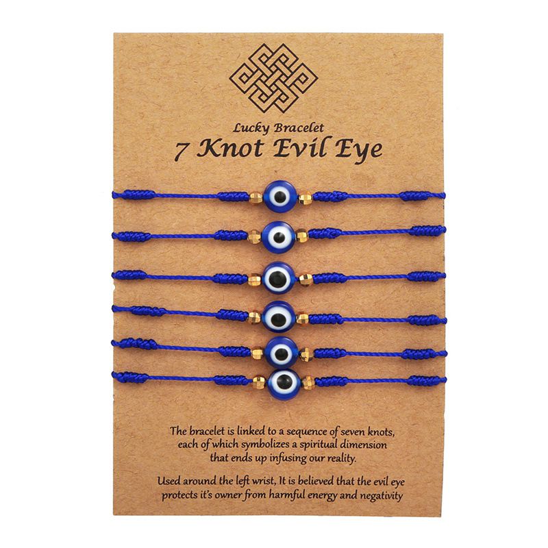Fashion 6 Pack Blue Rope Eyes Zj6972 Stainless Steel Eye Bracelet Set