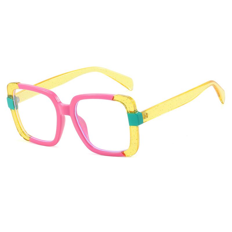 Fashion Flash Yellow Clamp Mold Ac Color Block Square Large Frame Flat Mirror