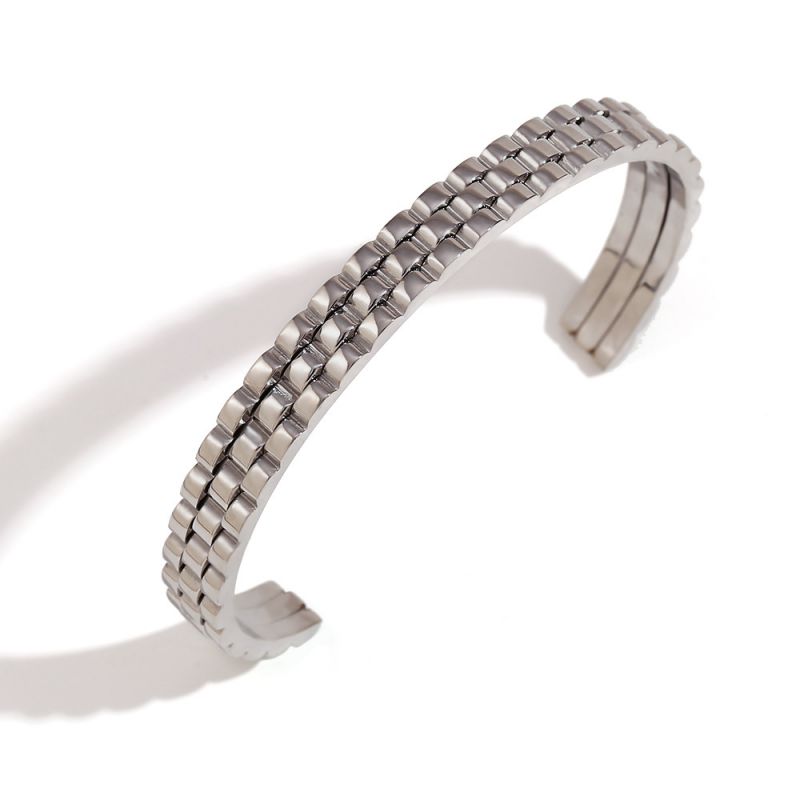 Fashion Silver Stainless Steel Gold Plated Open Bracelet