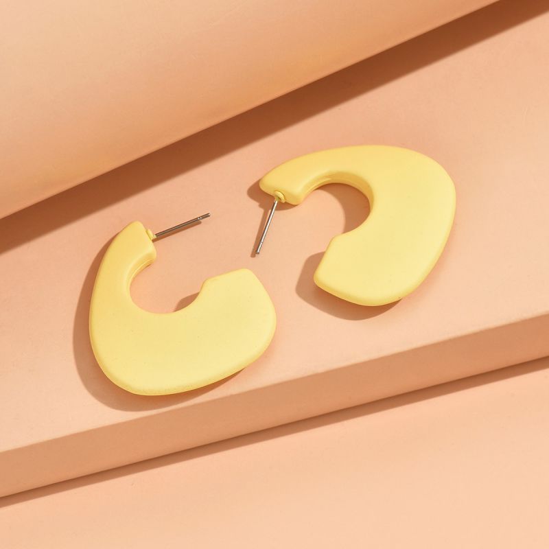 Fashion Yellow Acrylic Frosted Geometric Earrings