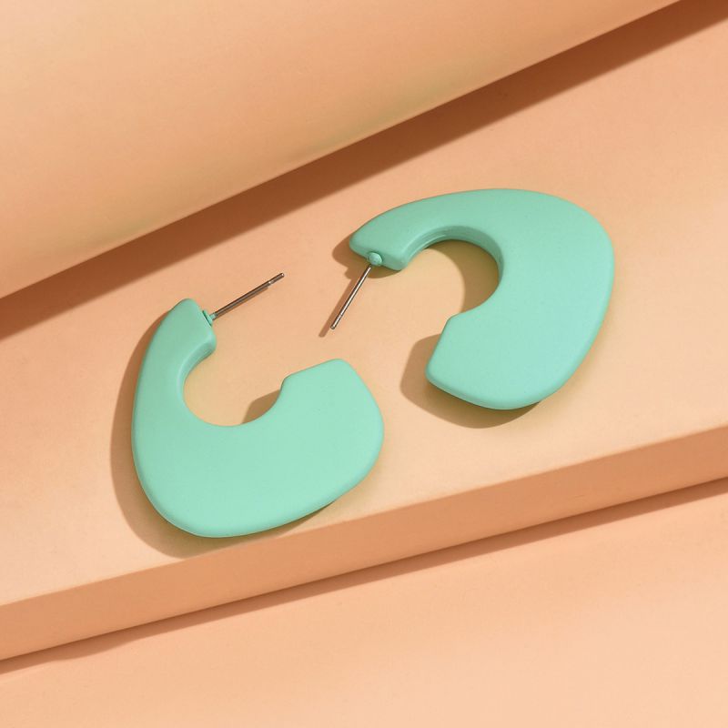 Fashion Lake Green Acrylic Frosted Geometric Earrings