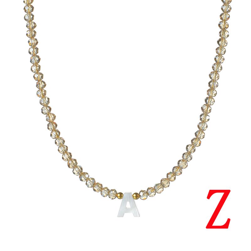 Fashion Letter Necklace Z Geometric Beaded Shell 26 Letter Necklace