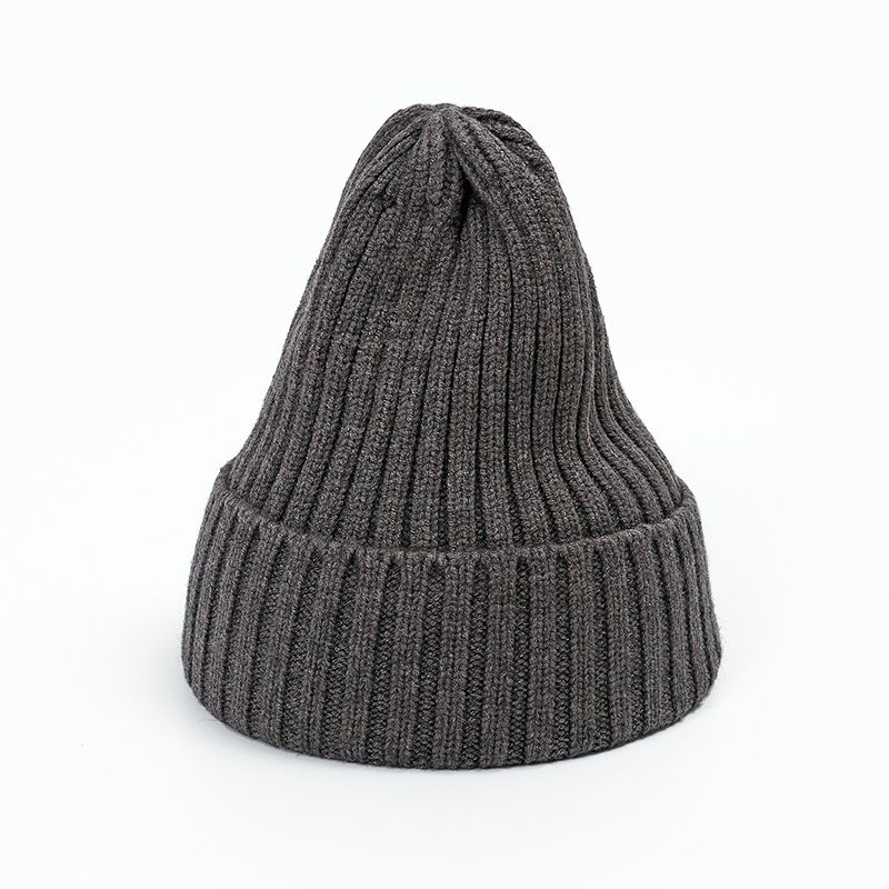 Fashion Dark Gray Polyester Knitted Rolled Edge Beanie