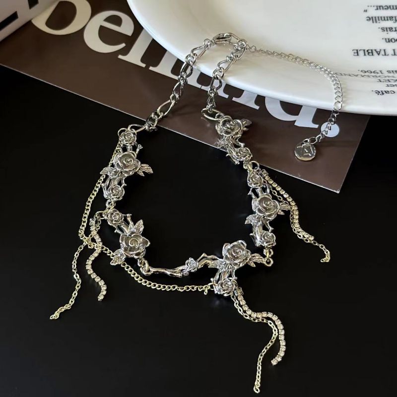 Fashion Silver Alloy Geometric Rose Chain Streaming Chain