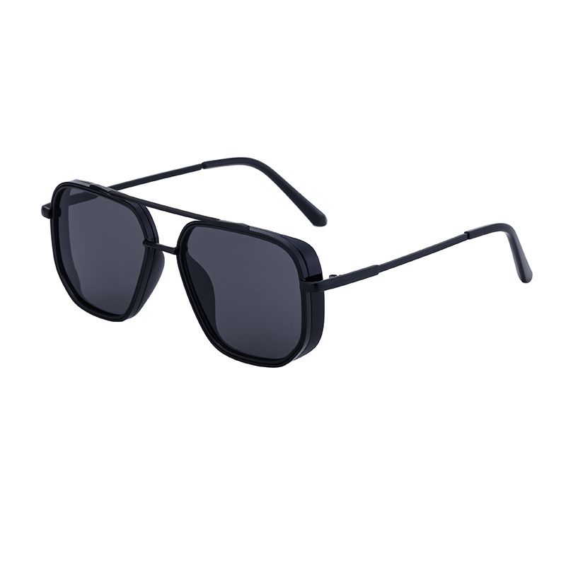Fashion Black Gray Pc Double Bridge Square Sunglasses