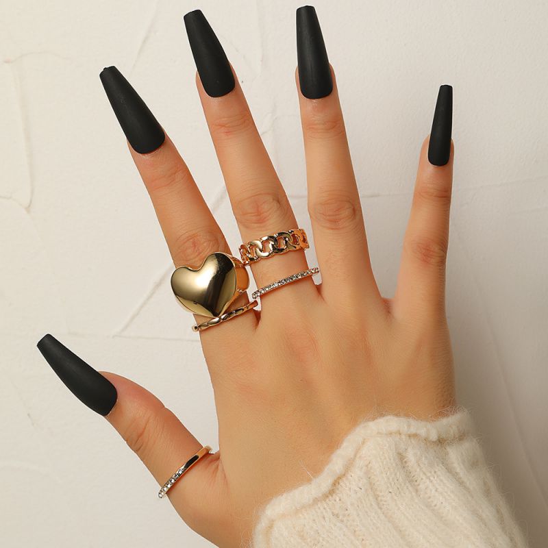 Fashion 1# Alloy Geometric Love Ring Set