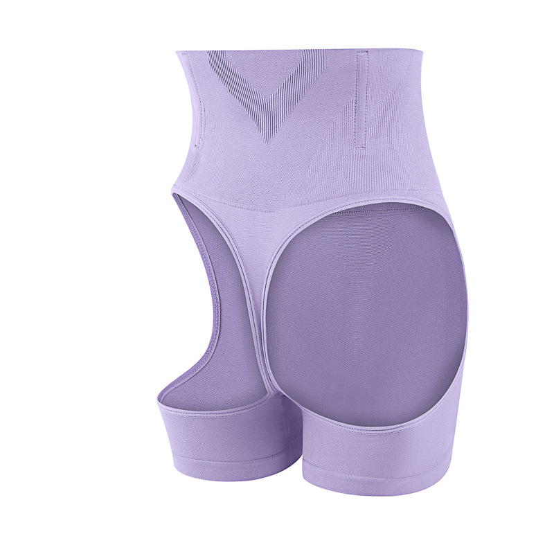 Fashion Light Purple Nylon High Waist Waist Shaping Pants