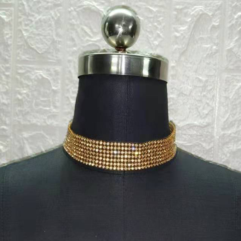 Fashion 8 Rows Of Diamonds Gold Metal Diamond Geometric Necklace
