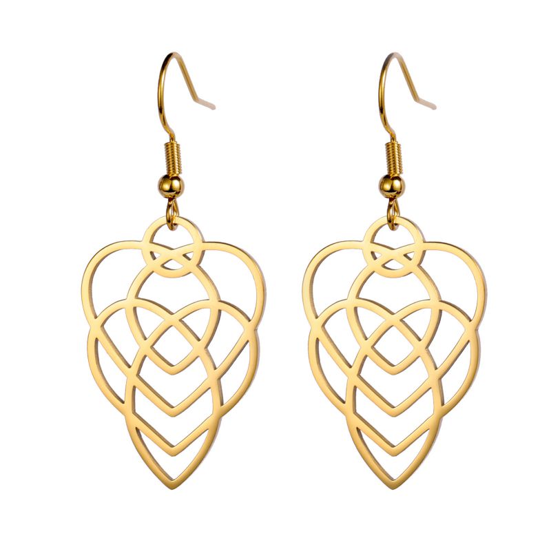 Fashion Gold Stainless Steel Geometric Hollow Earrings